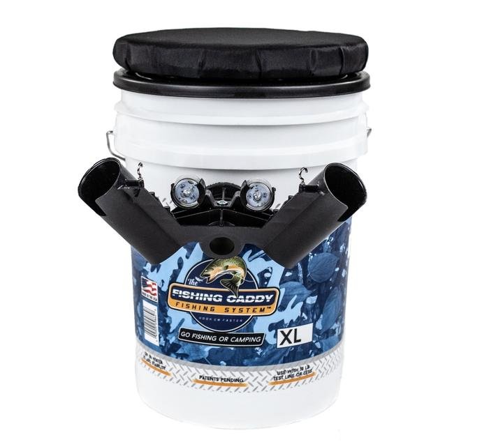 Fishing Caddy Blue Camo XL™️- Plush Padded Swivel Seat